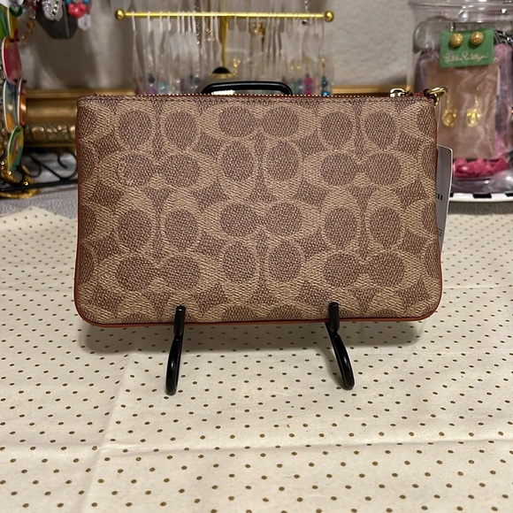 NWT COACH Coated canvas large wristlet with solid trim & strap - Picture 2 of 6